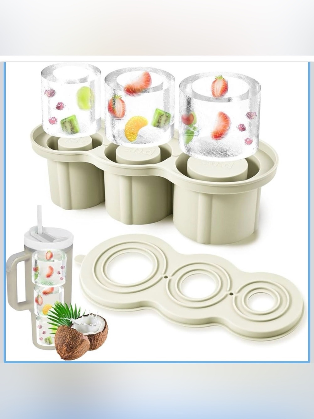Ice Cube Tray for Stanley Cup Silicone Green
